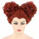 Women's Red Short Curly Ball Head Witch Wig for Cosplay Halloween Costume Party Wig