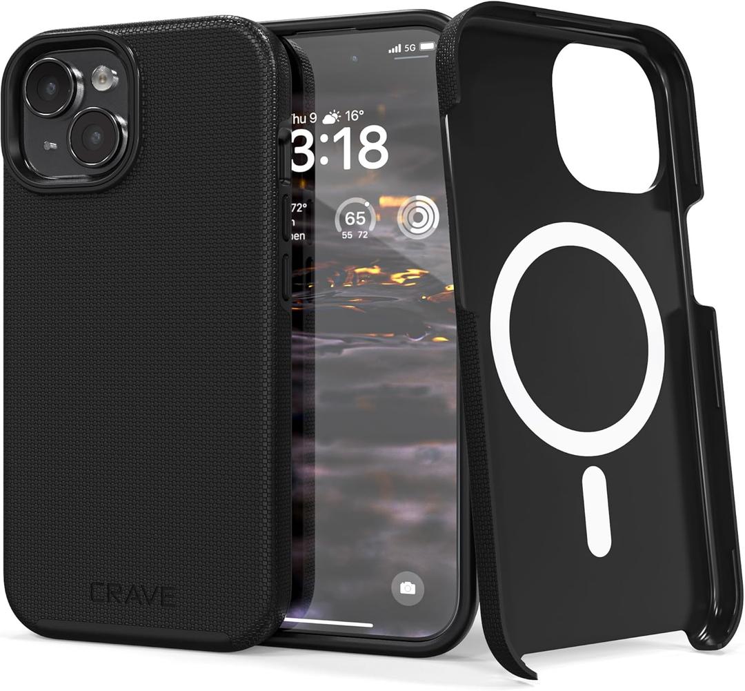 Crave Dual Guard Compatible with iPhone 15 Case, Compatible with MagSafe Shockproof Protection Dual Layer Case for Apple iPhone 15 (6.1") - Black