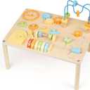 Wooden Activity Table for Toddlers 8-in-1 Multi-Color Montessori Activity Center&Baby Activity Cube with Bead Maze, Shape Sorter, Gears, Math & Clock Toys,Educational Gift for 1 Year Old Boys Girls