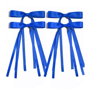 Ayesha Blue Hair Bows Clips Royal Blue Bow Hair Ribbon Bowknot with Long Tail Blue Bows Barrettes Hair Accessories for Women Girls 4PCS