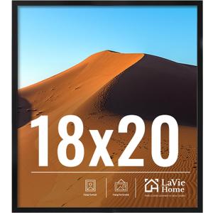 LaVie Home 18x20 Picture Frame for Wall Display, 18x20 Black Picture Frame with HD Plexiglas, 18 x 20 Poster Frame 1 Pack, Display Frame for Vertical or Horizontal, Classic Collection