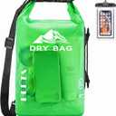 HEETA Dry Bag Waterproof for Women Men, 5L Roll Top Lightweight Dry Storage Bag Backpack with Phone Case for Travel Swimming Boating Kayaking Paddle Board Camping Beach Accessories (Green)