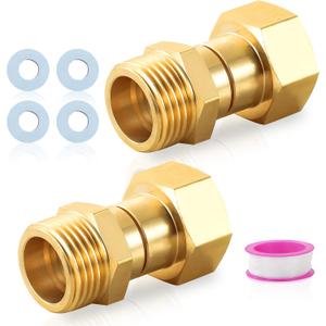 M MINGLE Garden Hose Swivel Connector, 3/4" GHT Brass Hose Fittings, 360 Degree Swivel Male to Female Hose Adapter with Extra 4 Washers