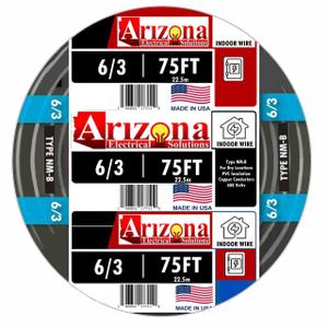 75 FEET 6/3 Type NM-B Copper. #6 AWG, 3 Conductor with Ground. Insulated Jacket Black