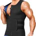 Junlan Sauna Suit for Men 2 in 1 Waist Trainer Sauna Shirt for Men Sweat Band for Stomach (Large, Blue)