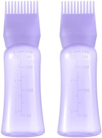 Root Comb Applicator Bottle 6 Ounce Hair Oil Applicator for Hair Dye, Hair Oiler Comb Bottle with Graduated Scale, 2 Pack