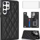 Asuwish Phone Case for Samsung Galaxy S23 Ultra 5G Wallet Cover with Tempered Glass Screen Protector and Leather RFID Credit Card Holder Stand Cell S23Ultra 23S S 23 23Ultra 6.8 inch Women Men Black