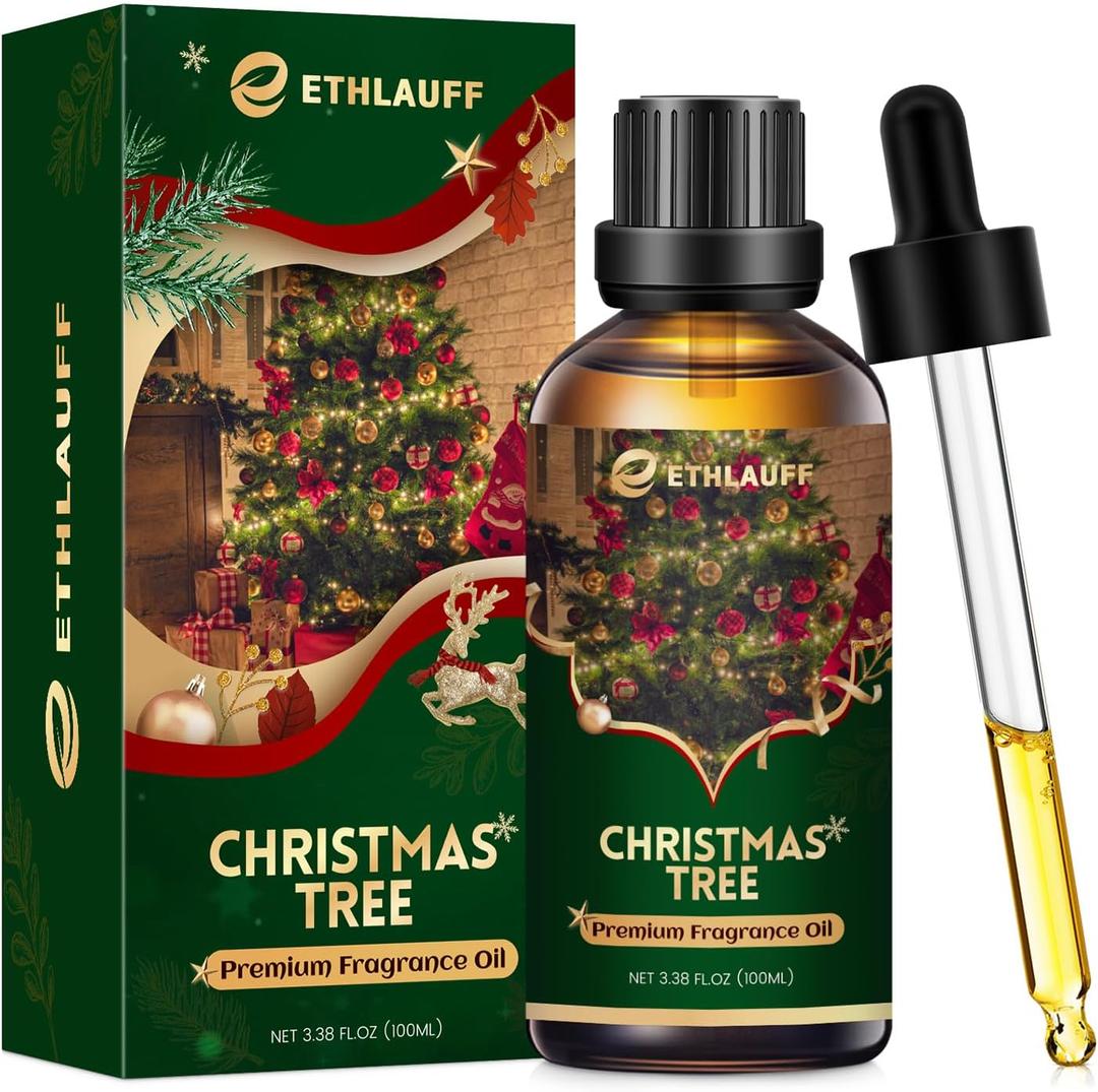 Christmas Tree Essential Oil 3.38 Fl Oz (100ml), Christmas Essential Oils for Diffusers, Winter Essential Oils for Candle Making, Cozy Holiday Scented Oils