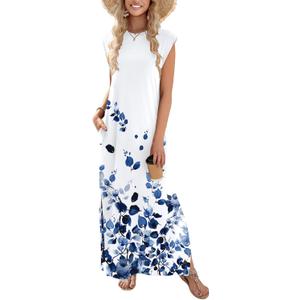 Zeagoo Summer Dresses for Women 2026 Black Long Maxi Sundresses Loose Split Wrinkle-Free Beach Travel Vacation Clothes (Small)