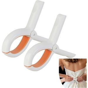 Bustle Clips for Wedding Dress Train, Non-Marking Sewing Clips for Wedding Dress Train, Firm and Non-Slip Dress Clip, White, 2PCS