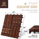 9Pcs Acacia Wood Interlocking Patio Deck Tiles, 12 x 12 x 0.9 Inch Outdoor Flooring, Waterproof for All-Weather Use Crossed, Dark Brown
