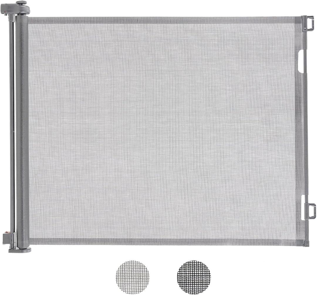 Retractable Baby Gates, 41" Extra Tall, 55" Wide Dog Gate, Child Safety Baby Gate, Mesh Dog Gates Indoor and Outdoor Pet Gate for Stairs Doorways Hallways, Grey (41x55 Inch, Gray)