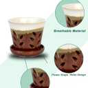 Vensovo 5.5 Inch Ceramic Orchid Pot - Orchid Pot with Holes for Repotting, Ceramic Planter with Saucer for Indoor/Outdoor Plants, Brown
