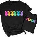 LOTUCY Mom and Son Matching Outfits Mama and Mama's Litter Man Print Shirts Cute Mom and Son Valentine's Gifts