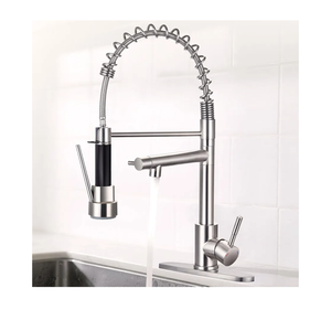 Kitchen Faucet with Pull Down Lock Sprayer, Single Handle High Pressure Brushed Nickel Kitchen Faucet, Double-Headed Spring Stainless Steel Kitchen Sink Faucets