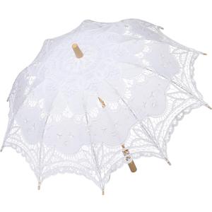 BABEYOND Lace Umbrella Parasol Vintage Wedding Bridal Umbrella for Decoration Photo Lady Costume 1920s Party (White), One Size