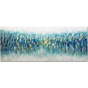 AMEI Art,24x60Inch Large Hand Painted Abstract Textured Gold Blue Artwork Acrylic Paintings Multicolor Wall Art Stretched and Framed Ready to Hang