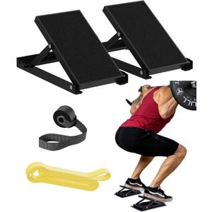 Squat Wedge, Height Adjustable, 2-Pack Metal Slant Board for Squats, Squat Wedge Block for Calf Stretcher, Weightlifting Fitness, Mobility, Flexibility, Improve Balance Strength,As a Gift 2 Black