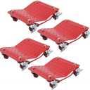 Car Dolly Set of 4 Heavy Duty 6000 Lbs Steel Wheel Dollies Red