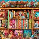 Circus Bookshelf 500 Piece Jigsaw Puzzle for Adults - Whimsical Vintage Artwork with Guide Letters on Back, Colorful & Challenging Family Fun, Unique Decor or Gift (20.5x15in)