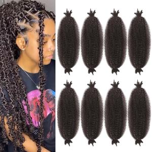 Springy Afro Twist Hair Pre Fluffed Spring Twist Hair Pre Afro Twist Hair For Soft Locs Marley Twist Braiding Hair Twist Extensions (4#, 16 inch (Pack of 8))