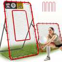 2-in-1 Volleyball Rebounder Net System, Adjustable from 7x4 ft to 4x4.5 ft, 4-Angle Bounce Back Net, Training Equipment for Volleying, Bumping, Spiking Practice, Resists Twisting (Red)