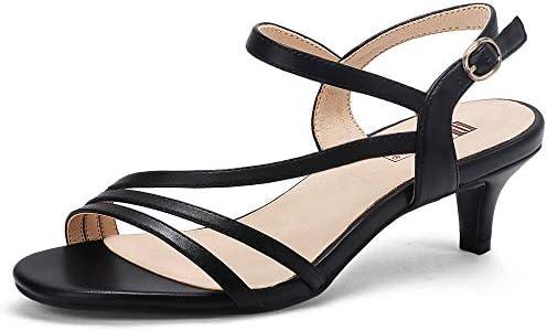 IDIFU Women's Dressy Strappy 2 Inch Low Kitten Heel Open Toe Sandals Dress Shoes for Woman Lady in Bridal Dance Evening 7.5
