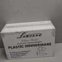 Liacere 350PCS Clear Gold Plastic Plates for 50 Guests Dinnerware Include 100 disposable Plates 150 Gold Silverware 50Napkins for Party & Wedding & New Year & Christmas