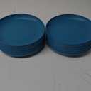 LIYH 20 Pcs Blue Wheat Straw Plastic Plates - 9 Inch Unbreakable Dinner Plates Reusable, Dishwasher & Microwave Safe, Camping Outdoor Plates