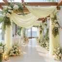 2 Panels Wedding Arch Draping Fabric Ivory Sheer Backdrop Curtain Arch Drape for Wedding Ceremony Reception,Bridal Shower Party Decorations 28" X 19ft