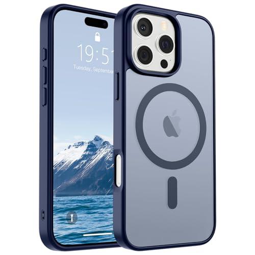 SUPFINE Magnetic for iPhone 16 Pro Case (Compatible with MagSafe) (Military Grade Drop Protection) Slim Translucent Matte Shockproof with Anti-Fingerprint Phone Case,Navy Blue