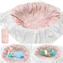 Soulchen Beach Pool 6.56 x 6.56 Feet Waterproof Pool and Beach Blanket Portable Water Game Flexible Pink Paddling Game for Outdoor Ocean Beach