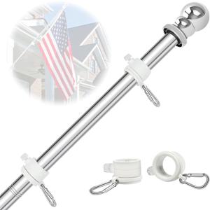 NQ 5FT Flag Pole for Outside House, Stainless Steel Flag Pole for Outdoor, House Flag Pole for Porch,Yard (Only Pole, Without Holder) (Silver)