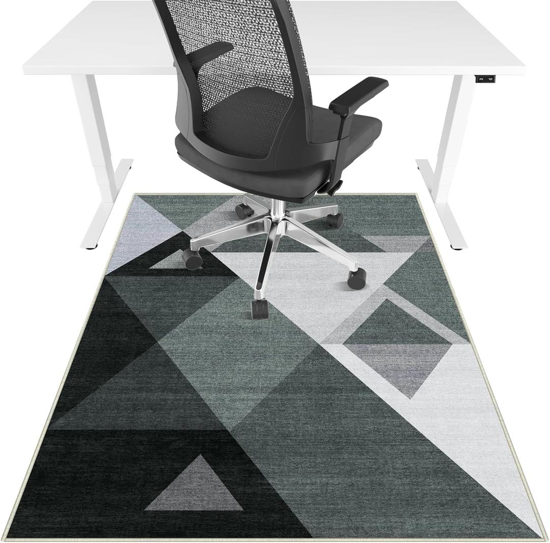 Office Chair Mat for Hardwood Floor & Tile Floor,36"X 48" Heavy Duty Desk Chair Mat for Hard Floors, Under Desk Rug for Rolling Computer Chair,Anti Slip,Low Pile Carpet Protector-Triangle