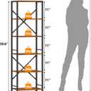 Furologee 6 Tier Tall Bookshelf, Industrial Narrow Bookcase, Display Standing Shelf Units, Metal and Wood Storage Rack Organizer for Living Room, Home Office, Entryway, Kitchen, Rustic Brown