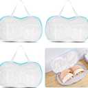 3Pcs Large Bra Washing Bags for Laundry, Lingerie Bag Underwear Brassiere Washing Bags with Zipper (Blue, A to C Cup)