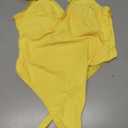 Foxiny Sexy Backless Cheeky High Cut Leg Thong V Neck One Piece Swimsuit (Yellow, M)