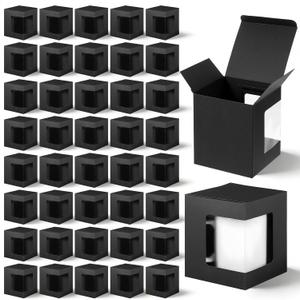 Douaowoc 50 Pack Mug Boxes for Gifts Coffee Mugs Boxes Gift for Shipping Sublimation Transparent Wine Glass Gift Packaging Box for Blanks 11oz, 12oz, 15oz Wrapping(Black)