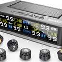 GEARGO RV Tire Pressure Monitoring System (TPMS) - Solar-Powered with 6 Sensors & 6 Alarm Modes, 2025 Updated Color LCD Display, 9.9BAR/144PSI, for RV/Trailer/Truck/Sedan