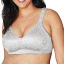 Playtex Women's Wireless Bra, 18 Hour Plus-Size Bras, Ultimate Lift, Moisture-Wicking, Single or 2-Pack (48DDD, Crystal Grey)
