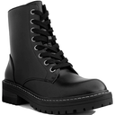 Sugar Womens Kaedy Faux Leather Combat & Lace-up Boots Black, Size 6