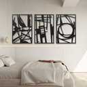 AMAATE 3 Piece Modern Abstract Black Metal Wall Art, Minimalist Geometric Line Art Wall Sculptures, Hollow Out Metal Hanging Decor for Living Room Bedroom Office Home Decor, 14.6" X 22.5" in