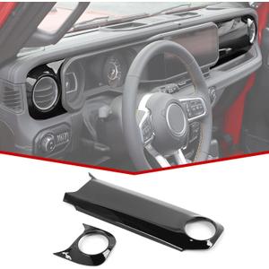 JeCar Dashboard Panel Trim Cover Center Console Decoration Kit Interior Accessories Fit for Jeep Wrangler 2024 JL JLU & Gladiator JT Truck, Black