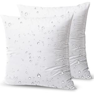Phantoscope Premium Outdoor Pillow Inserts - Pack of 2 Square Form Water Resistant Polyester Throw Pillows, Couch Sham Cushion Stuffer, 22 x 22 inches