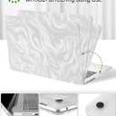 Seorsok Compatible with New MacBook Air 13.6 inch Case M4 M3 M2 2025 2024-2022 Release A3240 A2681 A3113,Luxurious and Skin-Friendly Leather Plastic Hard Shell&Keyboard Cover,Sliver Wave