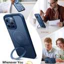 TORRAS Magnetic Ostand for iPhone 15 Pro Max Case, [Military Grade Drop Tested] [Compatible with MagSafe][Build-in Kickstand] Translucent Slim Soft Edge Anti-Fingerprint 6.7" 2023, Blue Titanium
