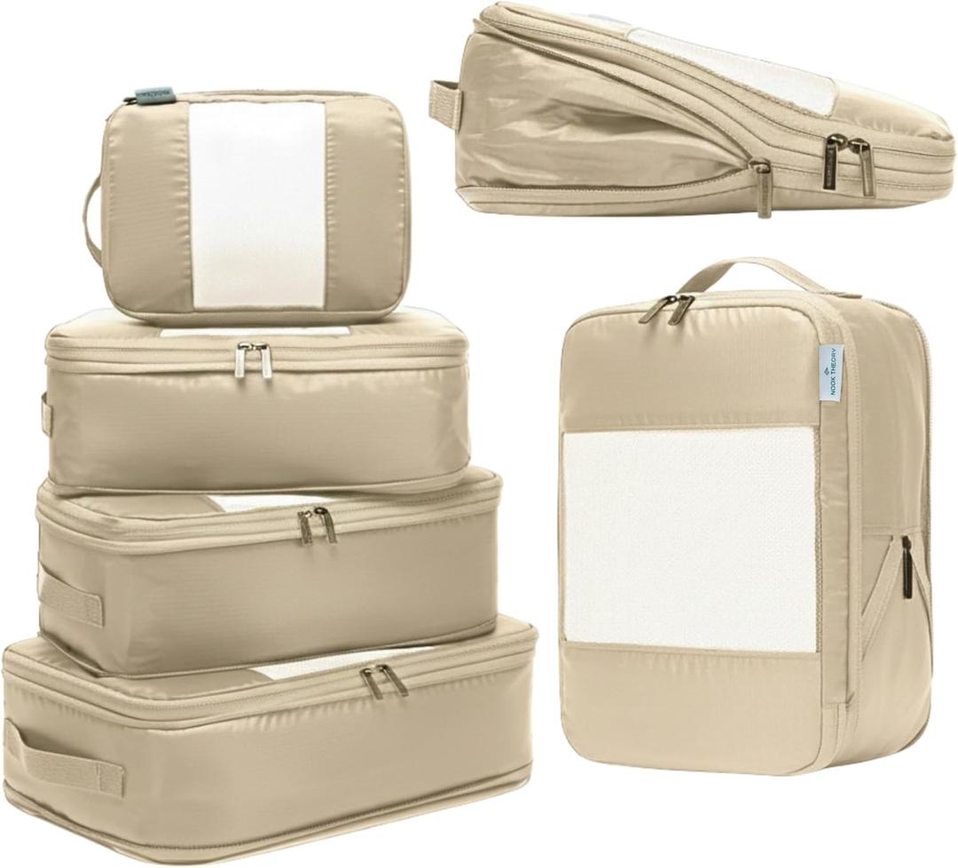 6-Pack Large Compression Packing Cubes for Travel - Lightweight Compression Packing Cube Set, Water-Resistant Luggage Organizer Bags & Suitcase Organizers, Travel Cubes for Carry-On, Checked Luggage