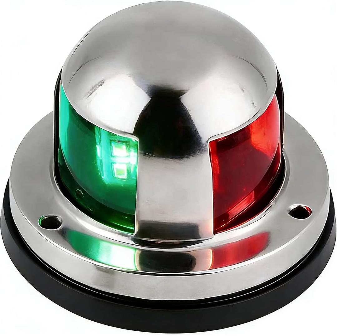 Cyfie Marine Navigation Lights - LED Bow & Stern Sailing Lights, Red & Green, 12V Stainless Steel for Skiff, Yacht, Small Boat, Pontoons