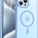 for iPhone 15 pro max Phone Case, Compatible with Magnetic, Military Grade Drop Protection Translucent Matte Shockproof Anti-Scratch Case for iPhone 15 pro max (Azure Blue)