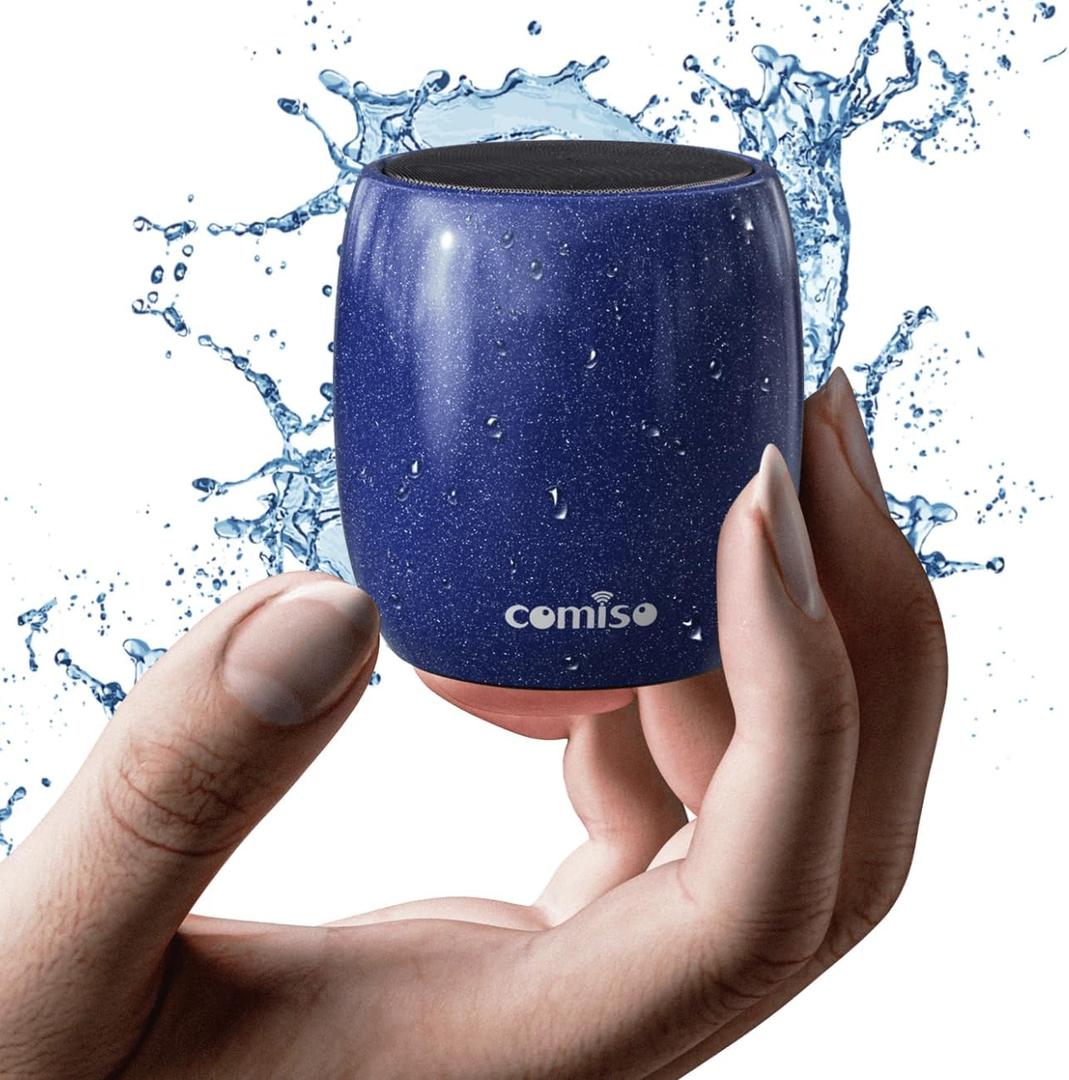 Small Speaker, Bluetooth Speaker with 360HD Stereo Sound and Robust Bass, Mini Speakers with Hands-Free Call, IP67 Waterproof, Portable Speakers for Shower, Room, Car, Trip, Ideal Gift for Men, Women (Navy blue)
